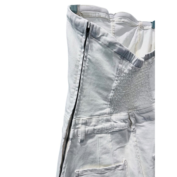 We The Free People NWOT Je Suis Pret Barrel Jumpsuit Size Large White Denim Zip - Picture 8 of 8